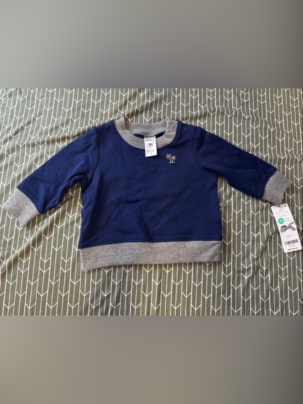 Carter's Navy Pullover with Gray Rib Trim